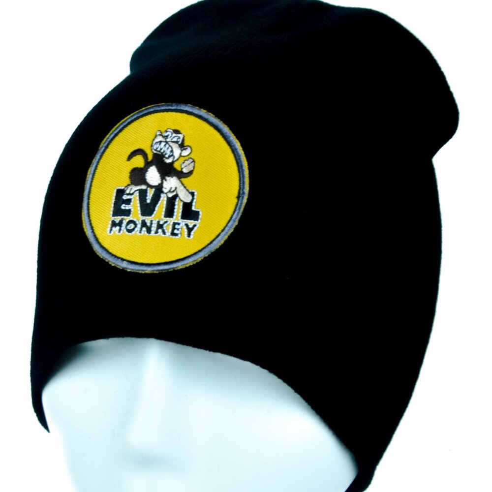 Evil Monkey Black & Yellow Beanie Knit Cap Hat Angry Mean Family Guy Cartoon Tv View 3
